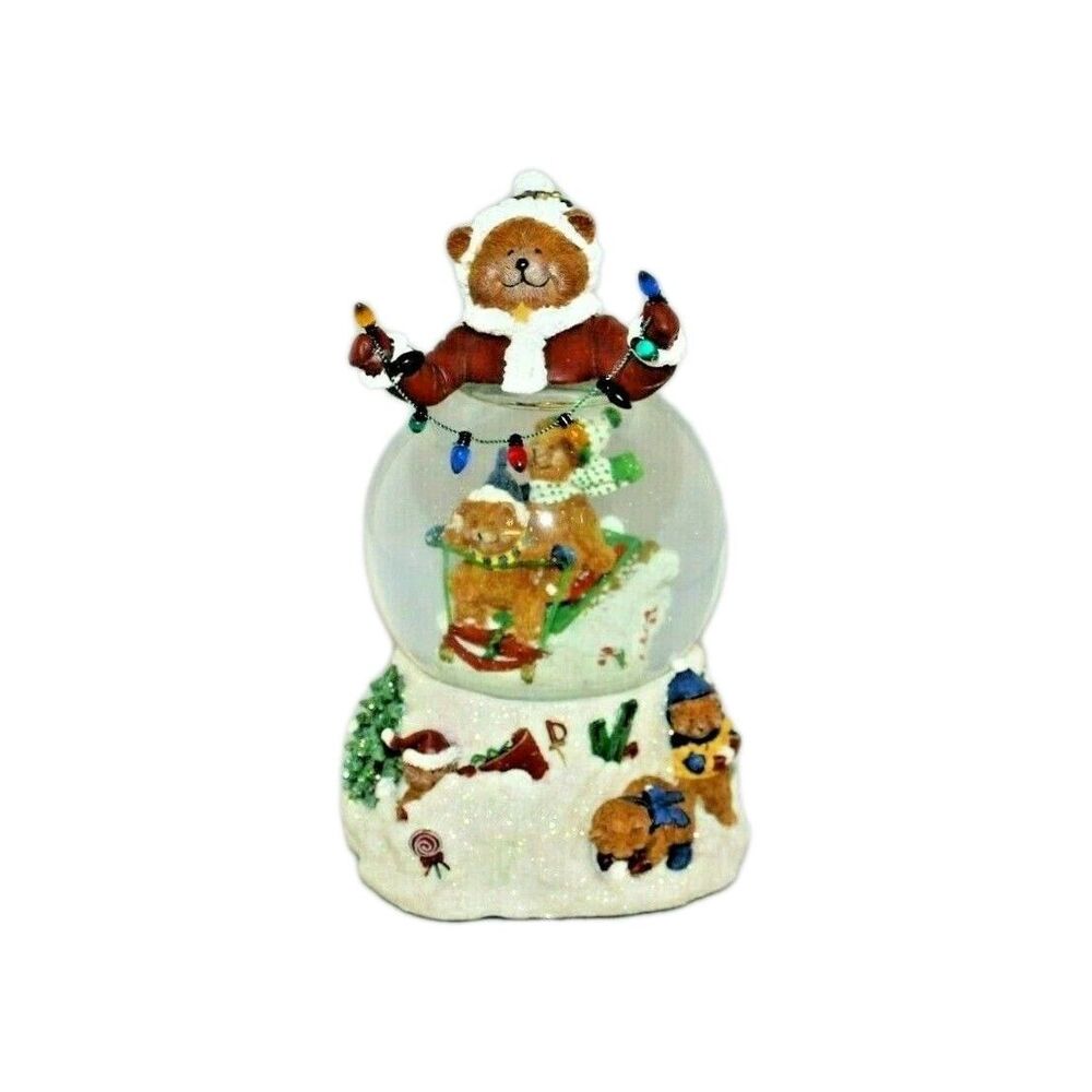 San Francisco Music Box Company Water Globe Santa Teddy Bear Rare